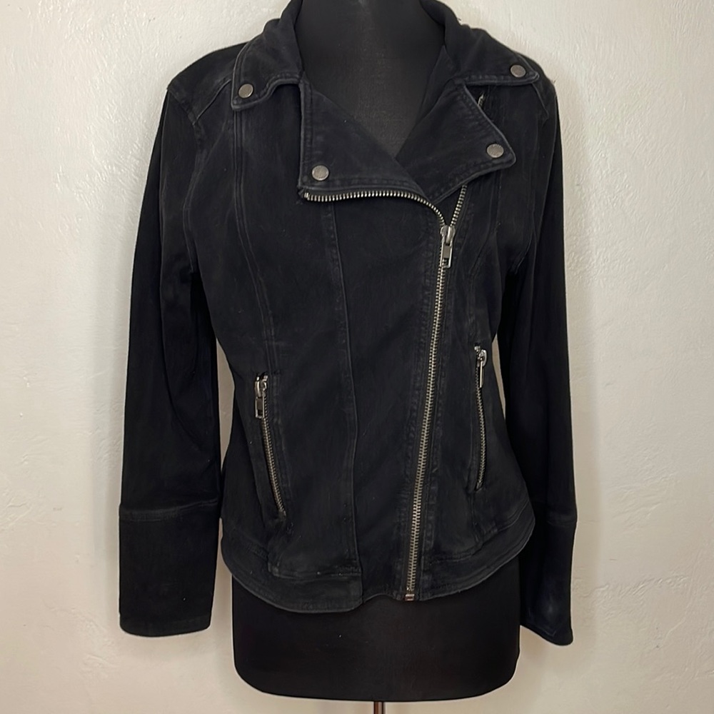 Liverpool Black Weathered Stretchy Jean Jacket Size Large